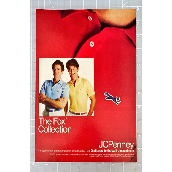 JC Penney Polo Shirts "The Fox Collection" Vintage Print Ad 1983 - Picture 2 of 3